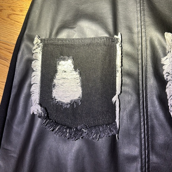 NWT. Woman’s Zara faux leather dress with black Denim front pockets. Size S. - Picture 4 of 7